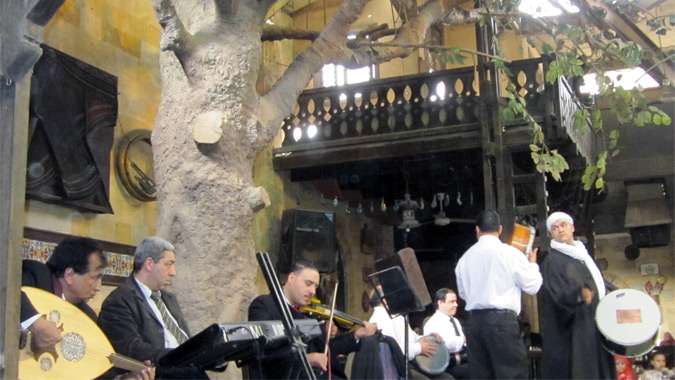 Live band playing Arabic music in Cairo.